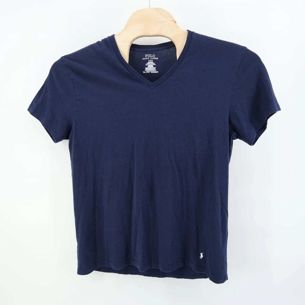 Polo Ralph Lauren Men Classic Fit V Neck Short Sleeve Navy Blue‎ T Shirt L
